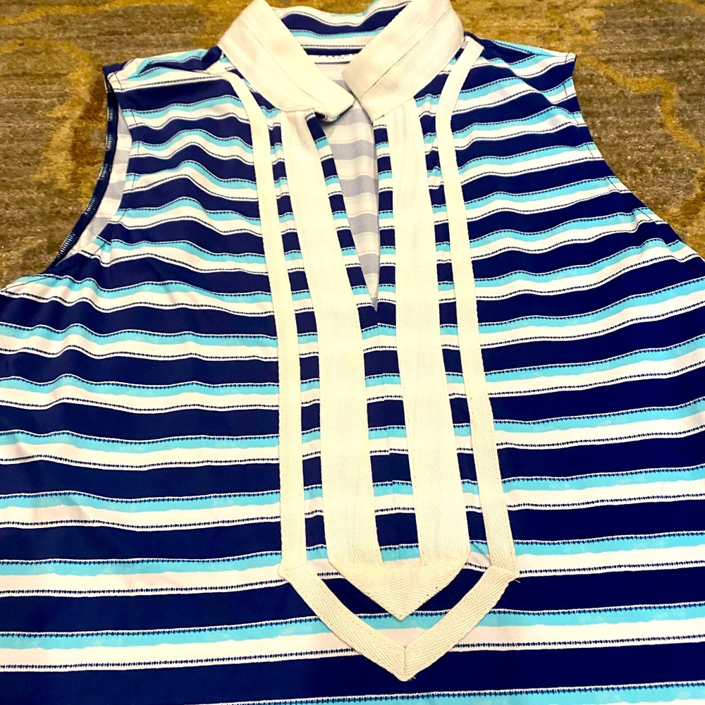 Cabana Life Blue, Navy & White Striped Sleeveless Tunic